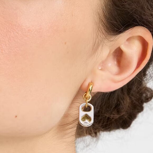 Kate Spade Two-Tone Snack Time Charm Huggies/NWT - Picture 2 of 12